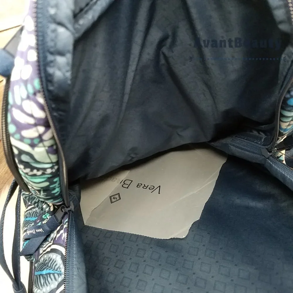 Vera Bradley Essential Expandable LG Quilted Blue Island Medallion Backpack New - Picture 4 of 13